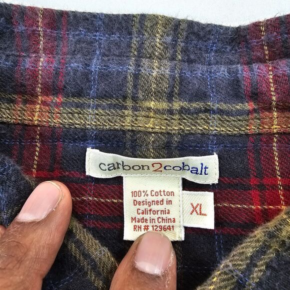 Carbon 2 Cobalt Men's Red Yellow Flannel Plaid Shirt Size XL - Picture 3 of 10